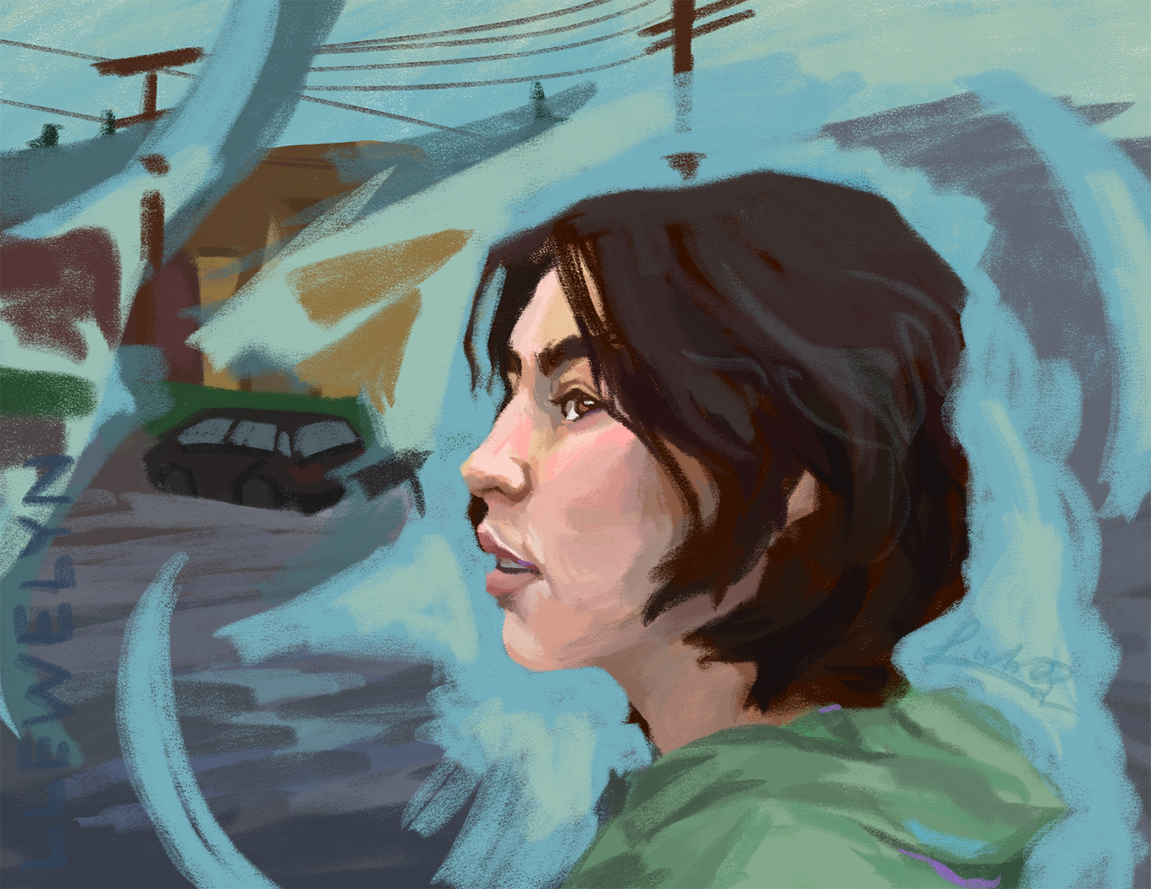 [2026 | 2nd Place Award Recipient, San Mateo County Fair] - 2023 | A Rainy Day
(Procreate)