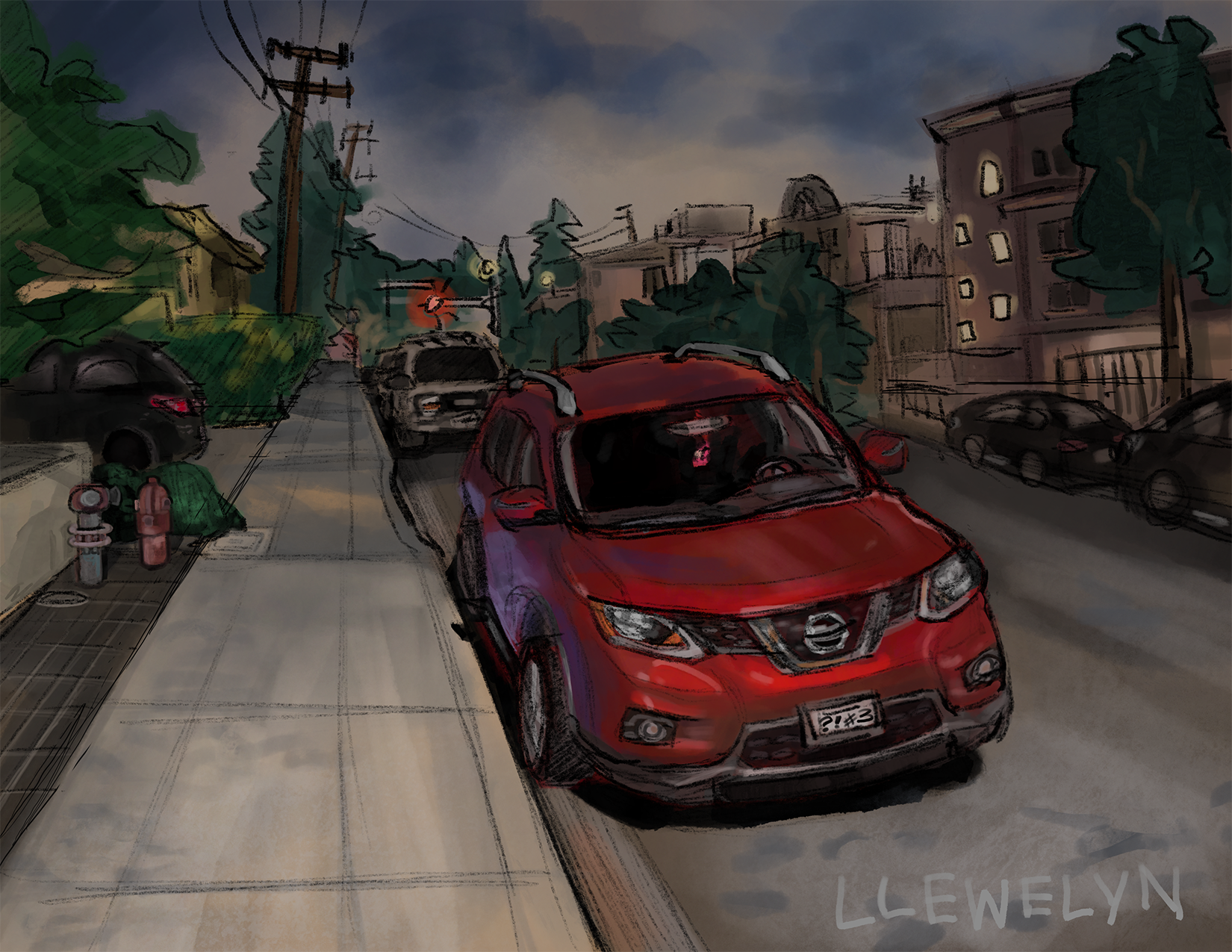 [2026 | Honorable Mention Award Recipient, San Mateo County Fair] - 2025 | Red Car
(Procreate)