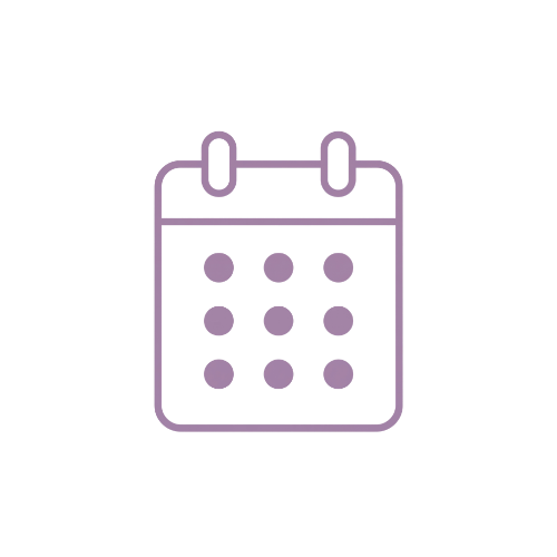 A purple outline of a calendar with a black background.