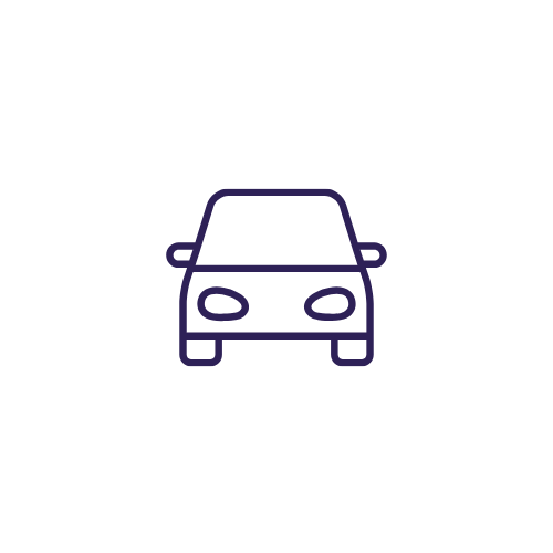 Minimalist outline of a car on a black background
