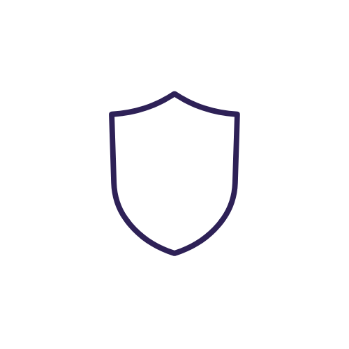 Outline of a shield symbol with a checkmark inside.