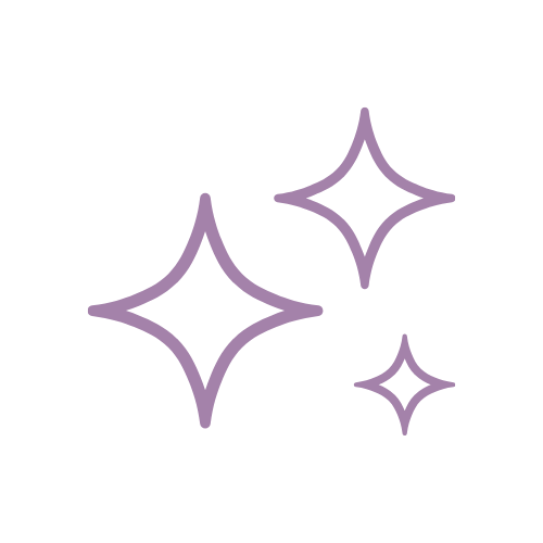 Three purple star-shaped sparkles on a black background.
