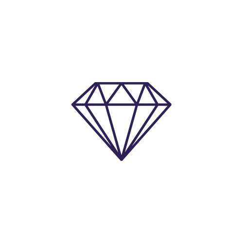 A minimalist purple diamond illustration centered on a black background.