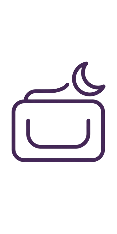 Neon outline of a cupcake with a cherry on top, in purple.
