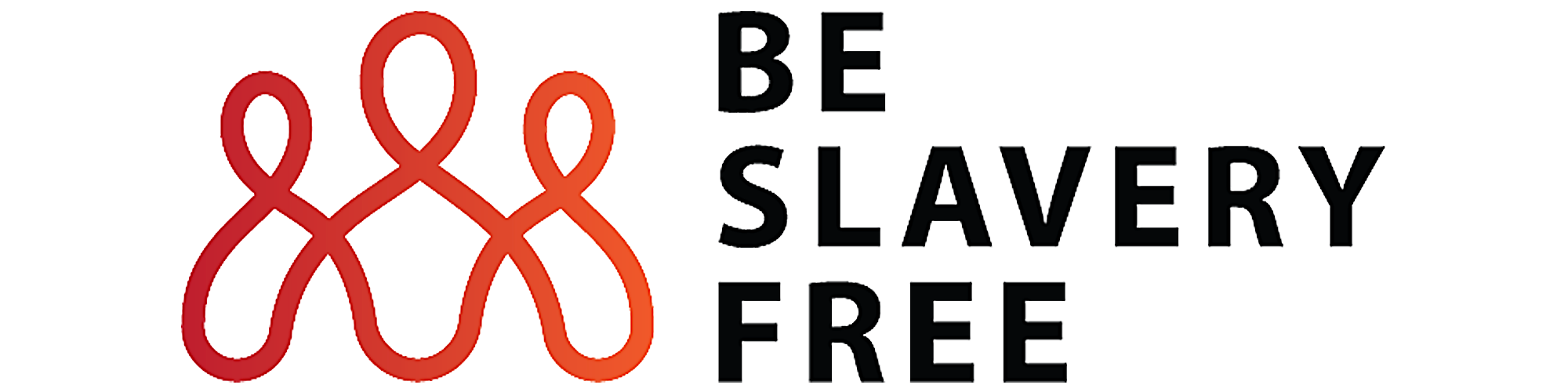 Graphic with red chains and the words "Be Slavery Free" in bold black text.