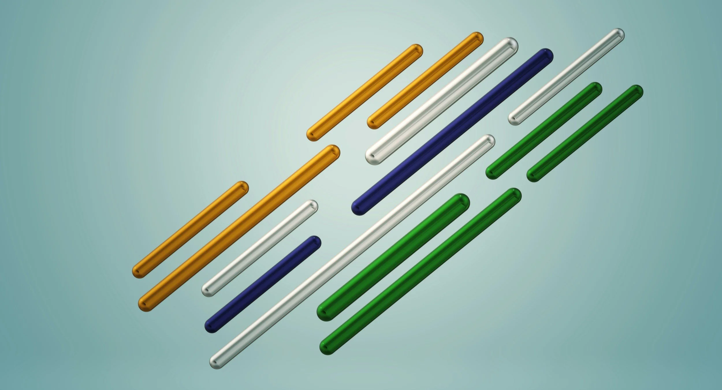 Multiple colorful straws, including gold, silver, blue, and green, arranged diagonally on a light gradient background.