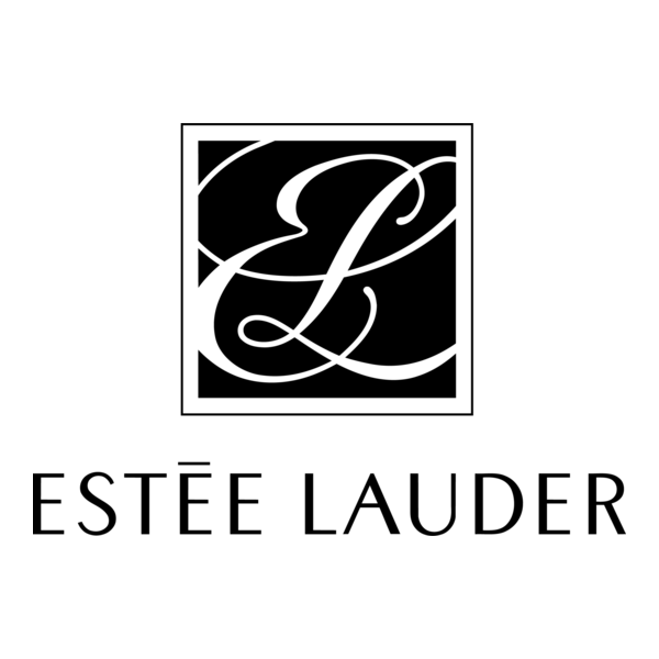 Estée Lauder logo with a stylized 'EL' monogram in a black square and the brand name below.