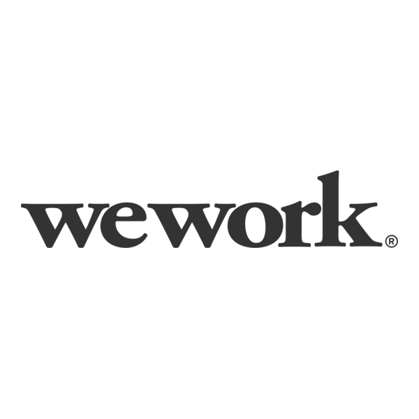 The image displays the logo of 'we work' in black text on a white background.