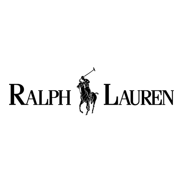 Ralph Lauren logo with black text and a silhouette of a polo player riding a horse in the center.