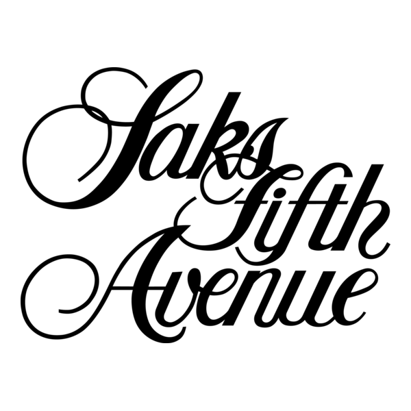 Stylized black cursive text reading "Saks Fifth Avenue" on a white background.