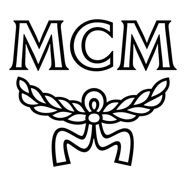 MCM logo with large letters and a laurel wreath and ribbon Below.