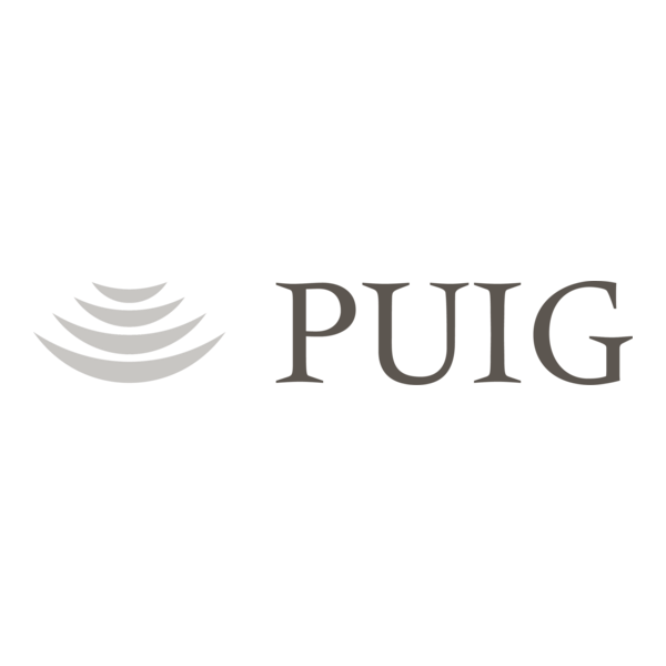 Puig logo with stylized gray curved lines and the word 'Puig' in black.