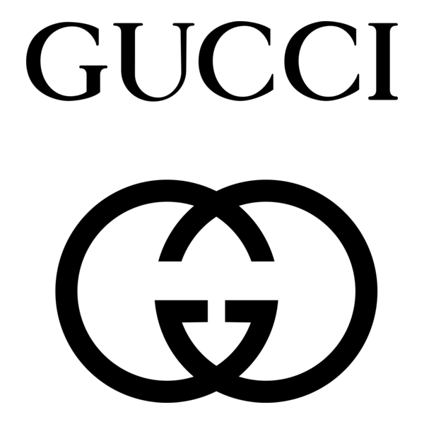 Gucci logo with the brand name at the top and the interlocking Gs symbol below.