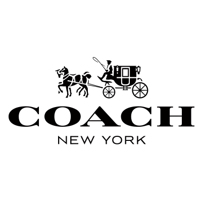 Coach New York logo featuring a horse-drawn carriage with a coachman, black text reading 'COACH' in bold, and 'NEW YORK' below.