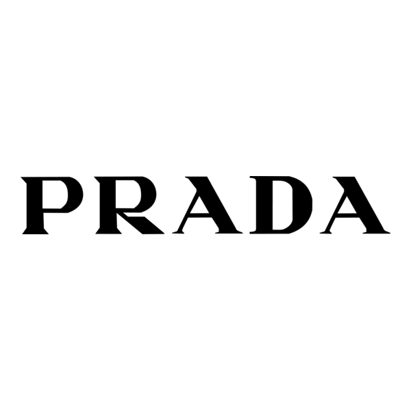 Prada logo in black text on a white background.