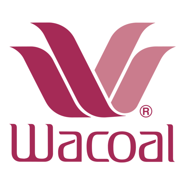 Wacoal logo with stylized 'W' and 'V' shape in maroon and pink colors.