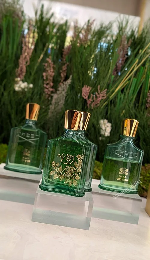 Live hand engraving at the Creed Wild Vetiver fragrance launch at Holt Renfrew, Square One, Mississauga.