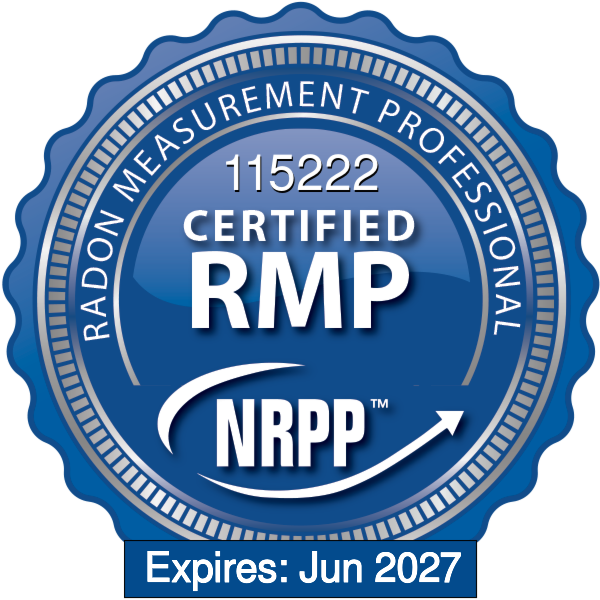 NRPP certified radon measurement professional badge
