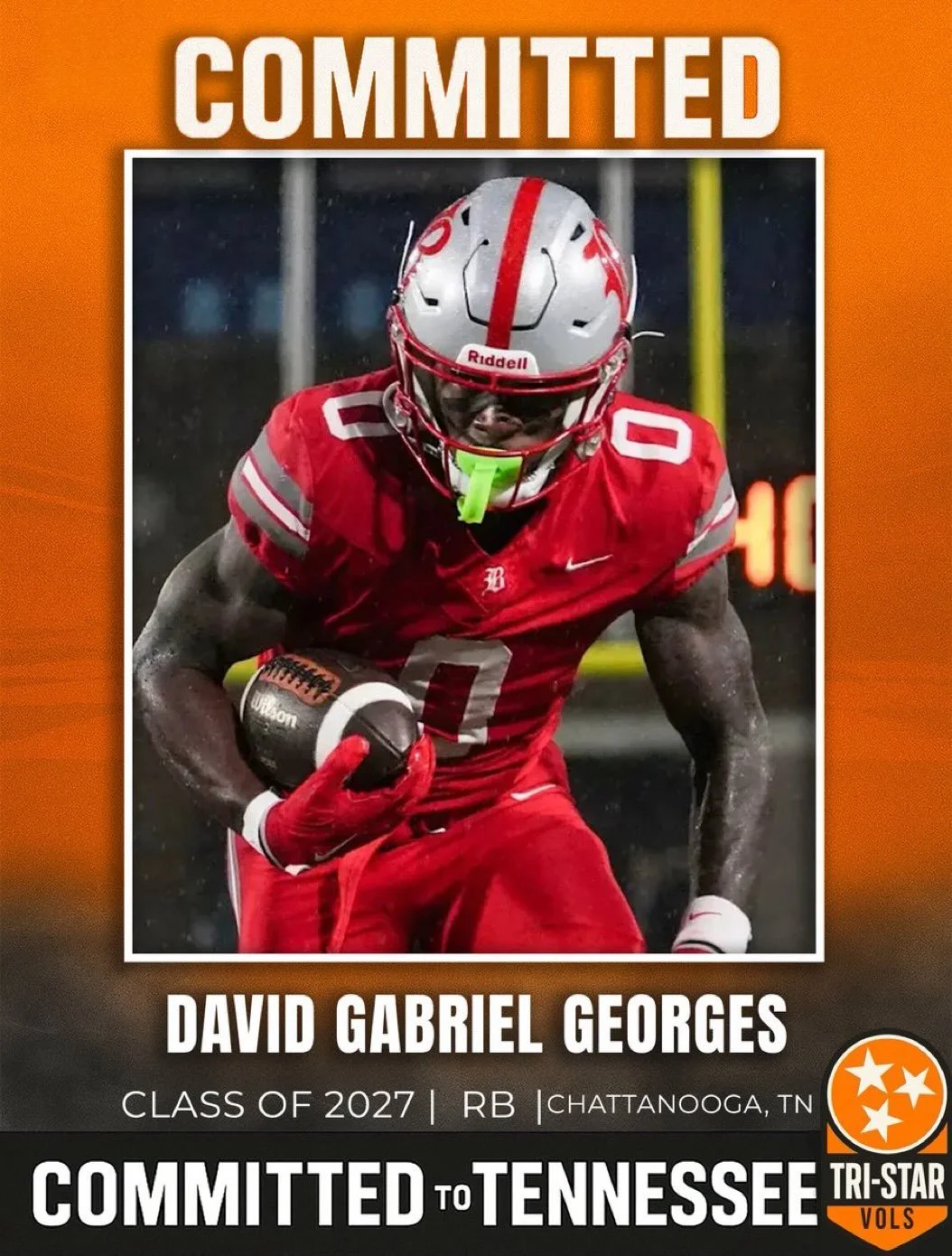 5⭐️ RB David Gabriel Georges has COMMITTED to Tennessee!!

The Vols beat out Ohio State and Ole Miss as they grab the No. 1 recruit in the state of Tennessee!