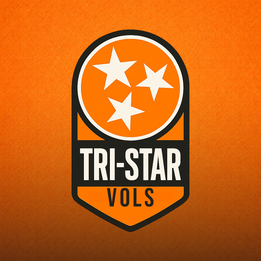 Logo of the Tennessee Volunteers team, featuring three white stars inside an orange circle, with the text " TRI-STAR VOLS" beneath.
