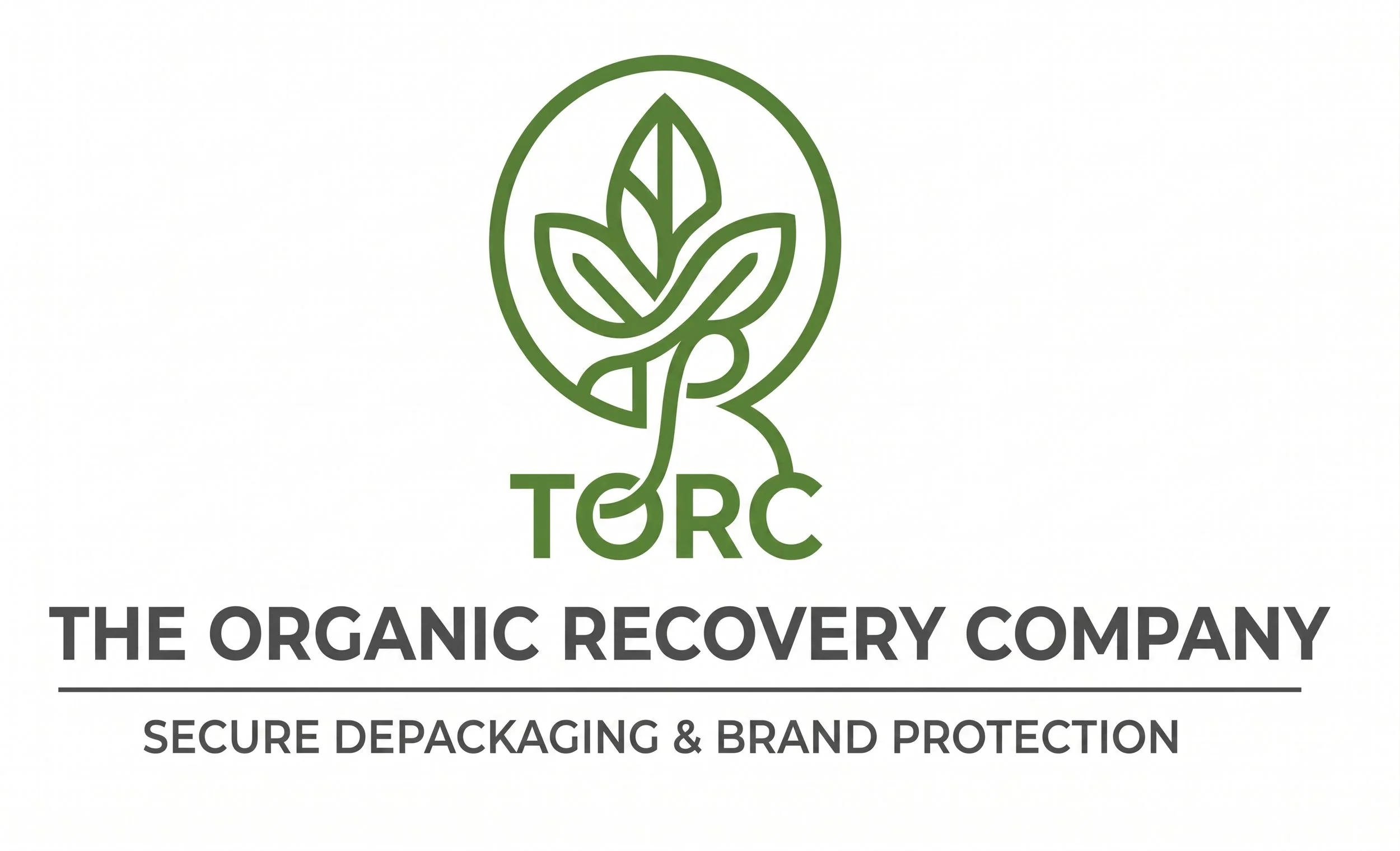 Logo for T3RC, The Organic Recovery Company, featuring a green outline of a leaf and the company name