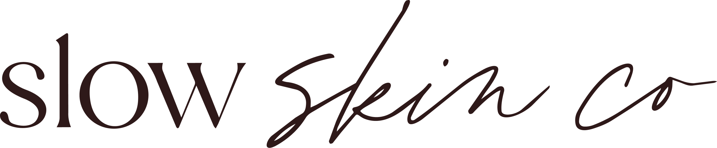 Stylized text that says "Slow Skin Co" with "Slow" in a bold font and "Skin Co" in a cursive font.