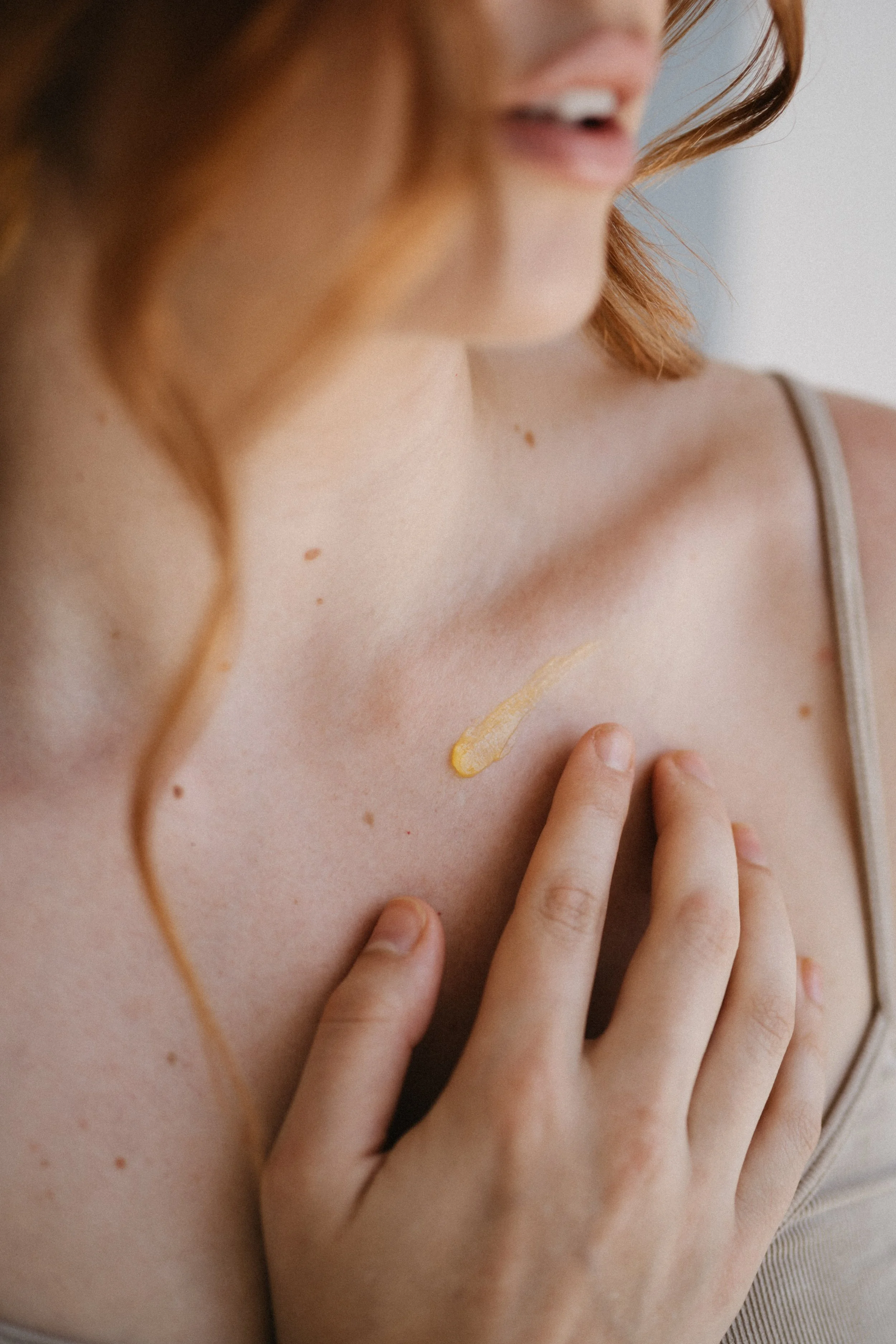 Skincare being applied on skin