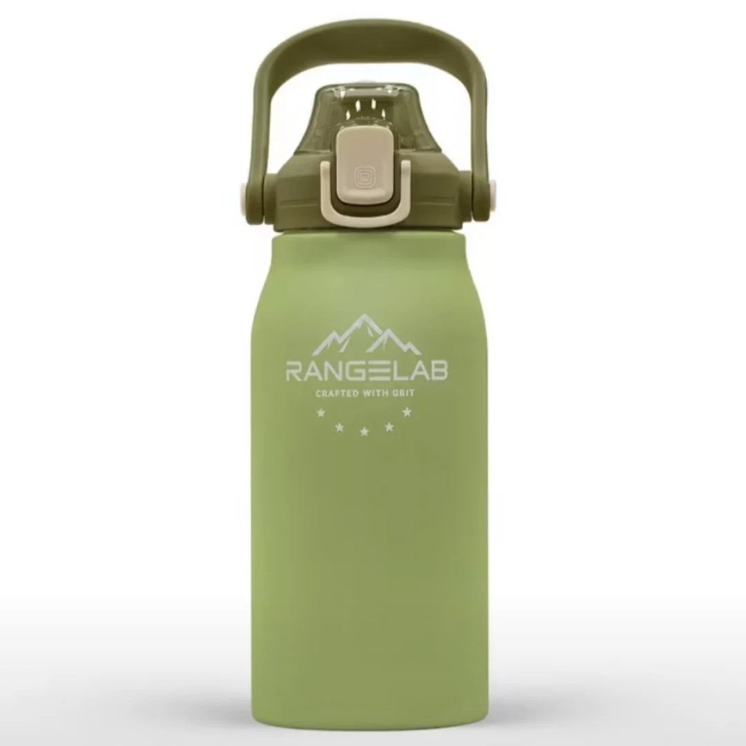 RANGELAB 45oz Insulated Water Bottle Leakproof Stainless Steel Olive Green Gym