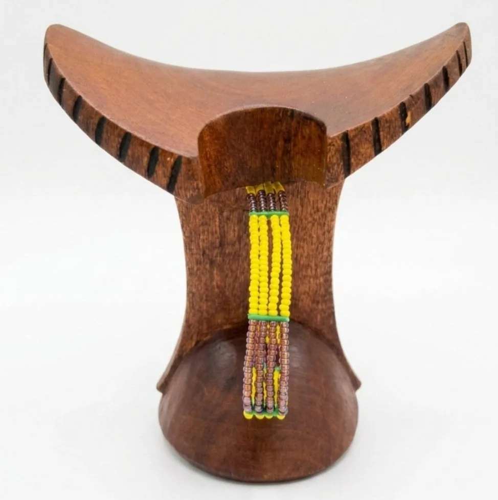 Authentic Hamar Borkoto Hand-Carved Wooden Headrest & Stool , Size Small