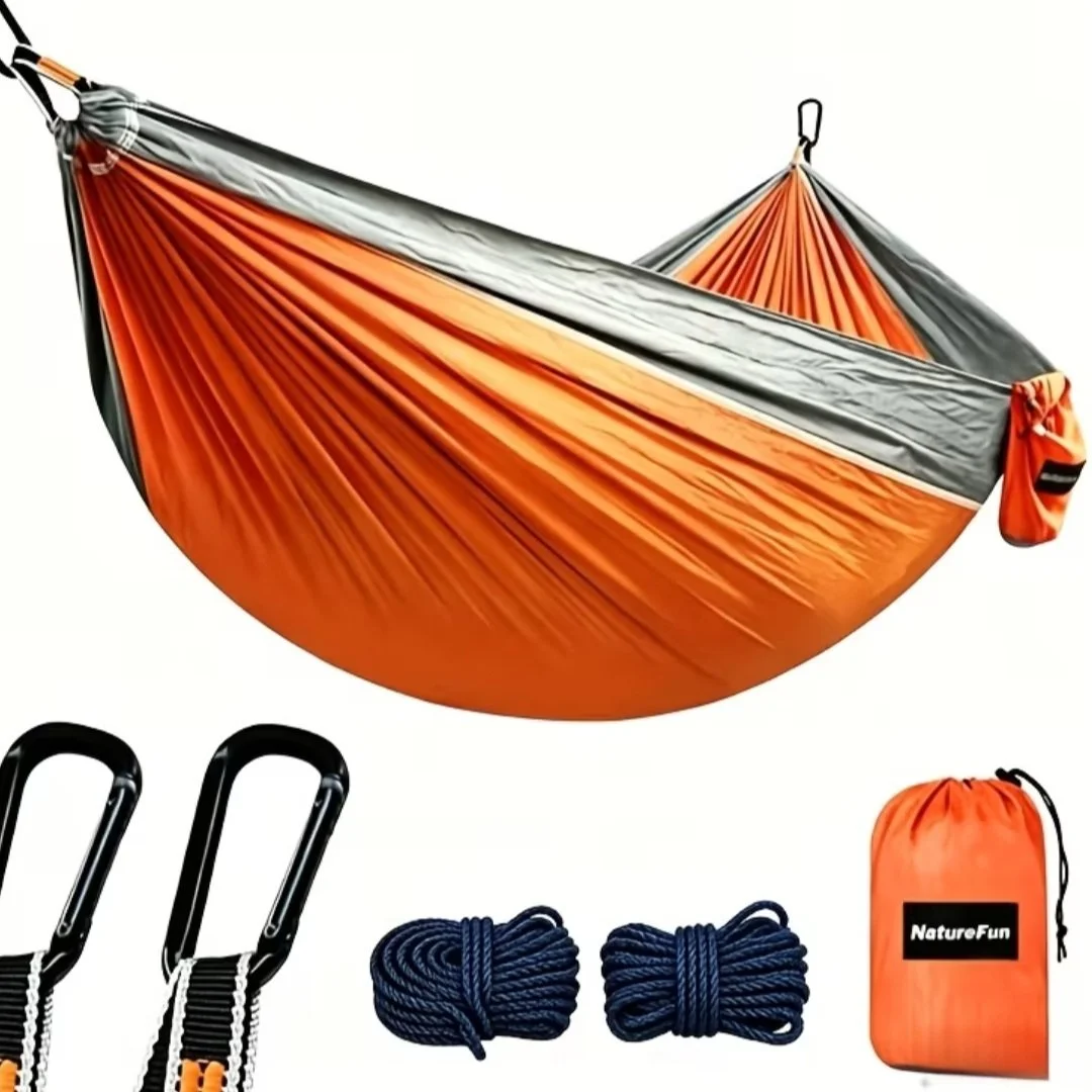 NatureFun Camping Hammock Double Single Portable Parachute Nylon Tree Straps