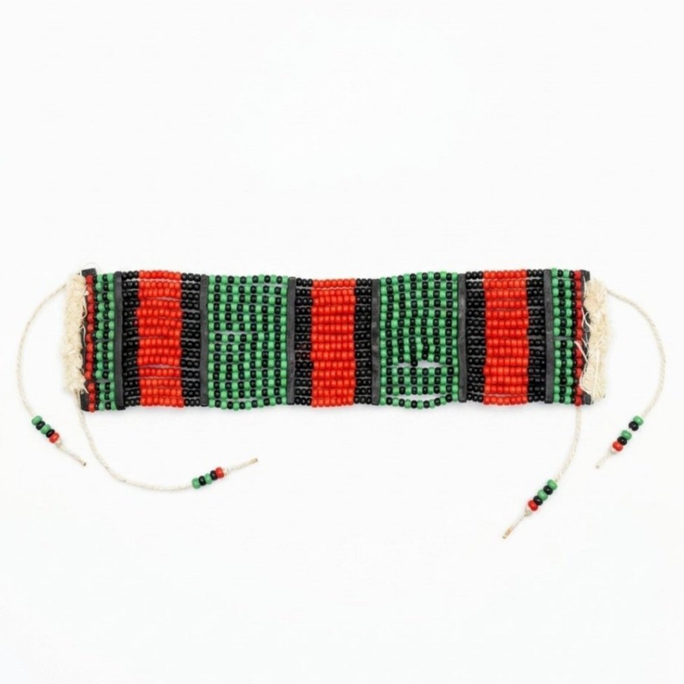 Ethiopian Hamar Tribe Ula Guyita Beaded Belt Choker Red Black Green Seed Bead
