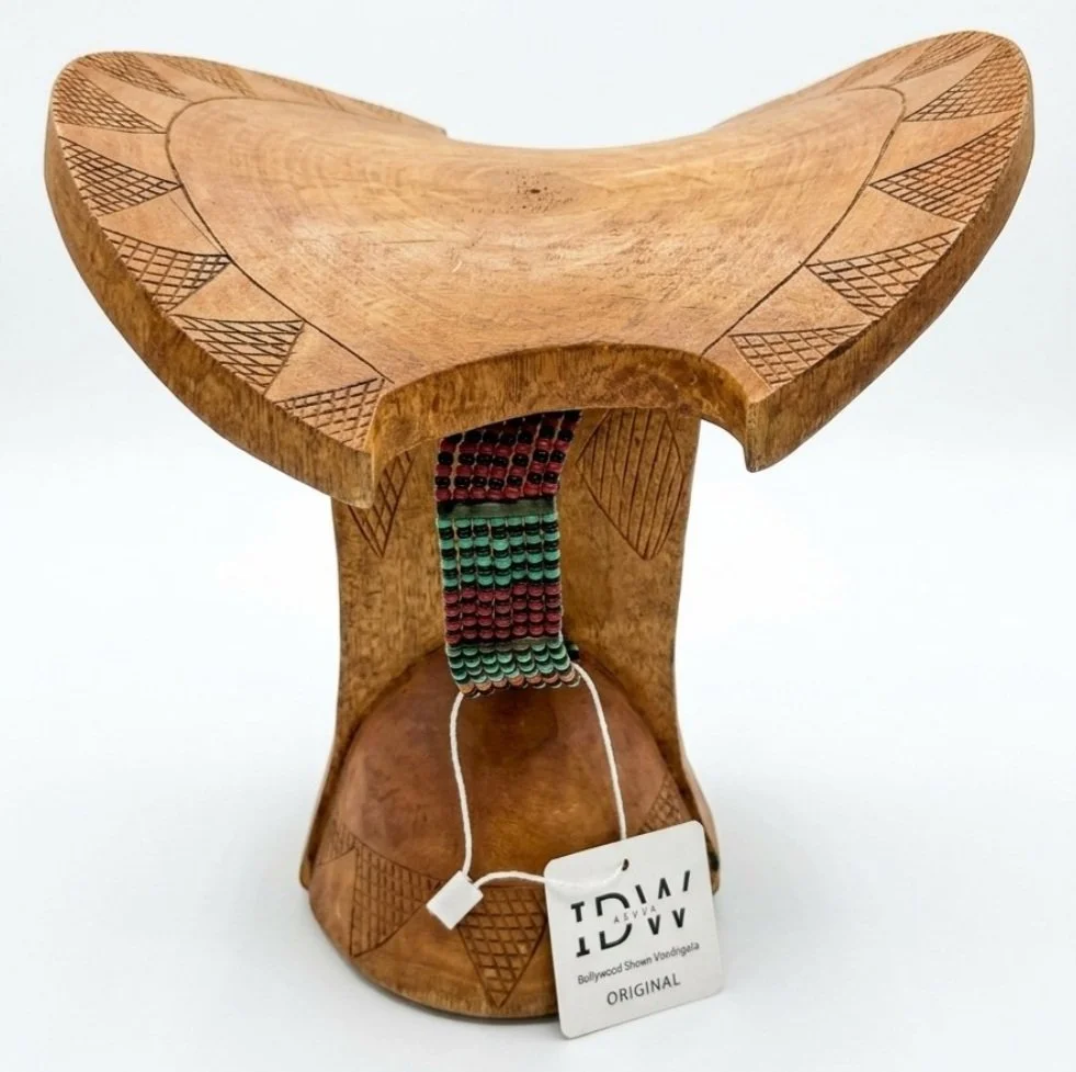 Authentic Hamar Borkoto Hand-Carved Wooden Headrest & Stool