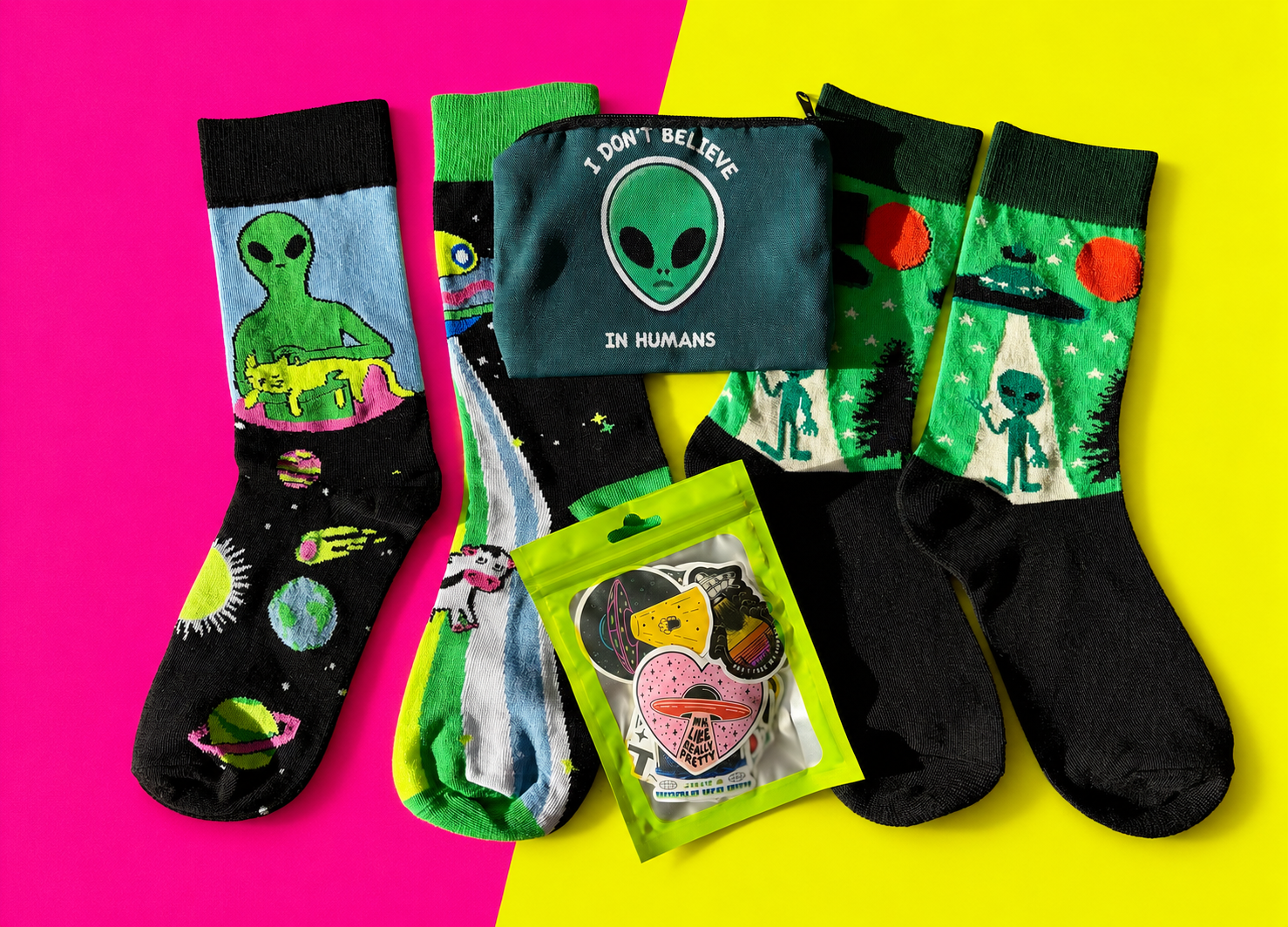 UFO Sock & Sticker Bundle