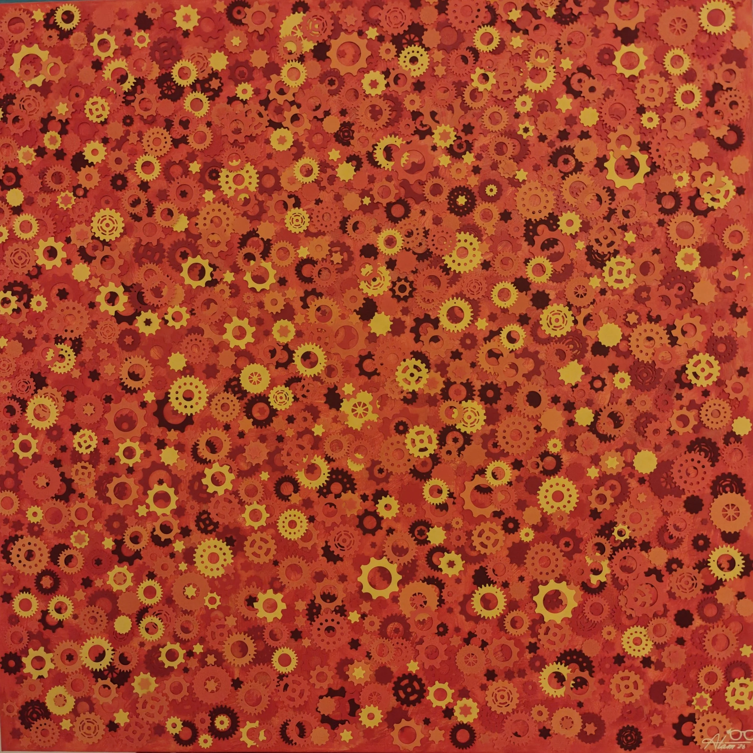 Orange Gears GearArt Paper Art Canvas Abstract