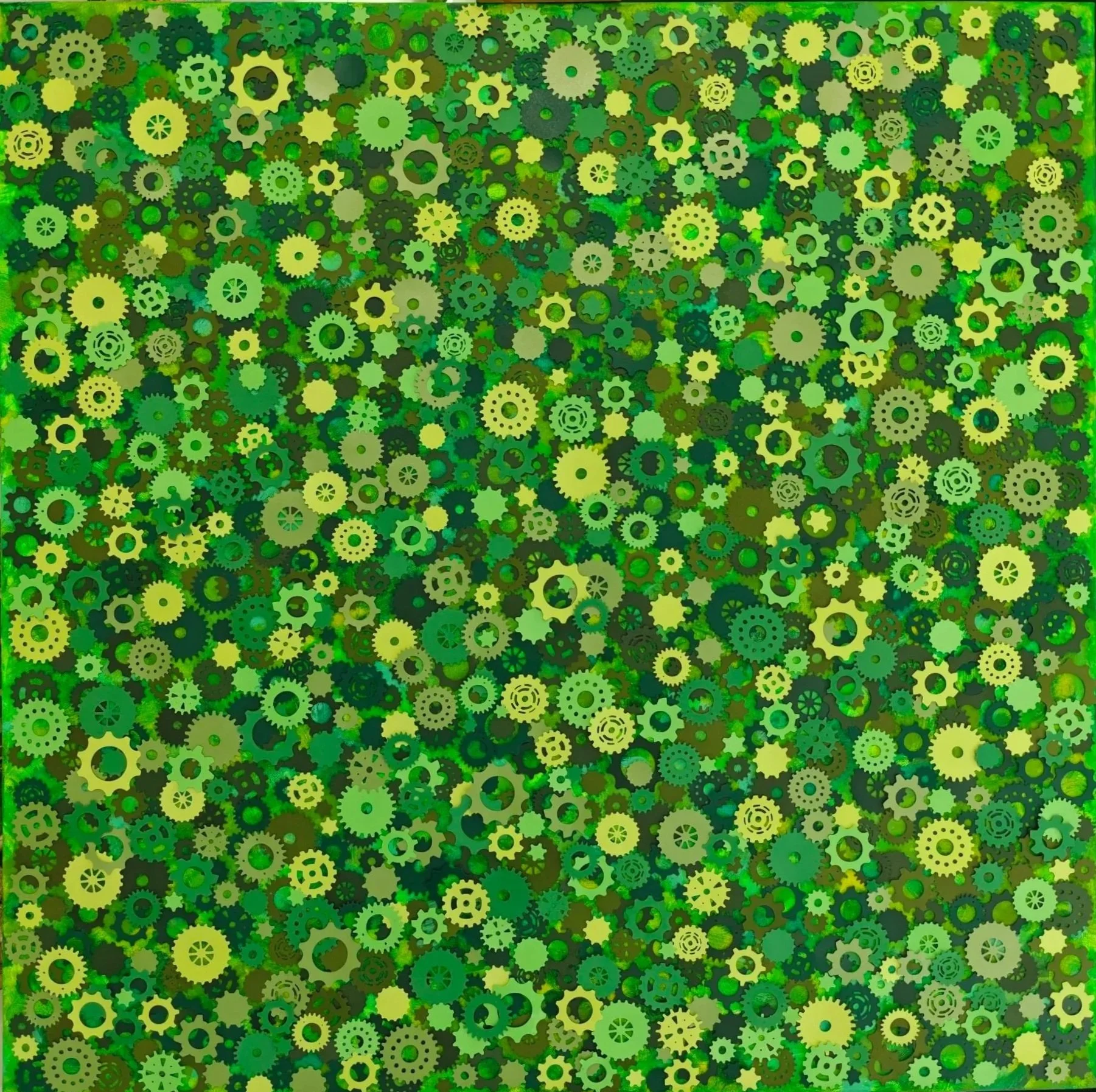 Green Gears GearArt Paper Art Canvas Abstract