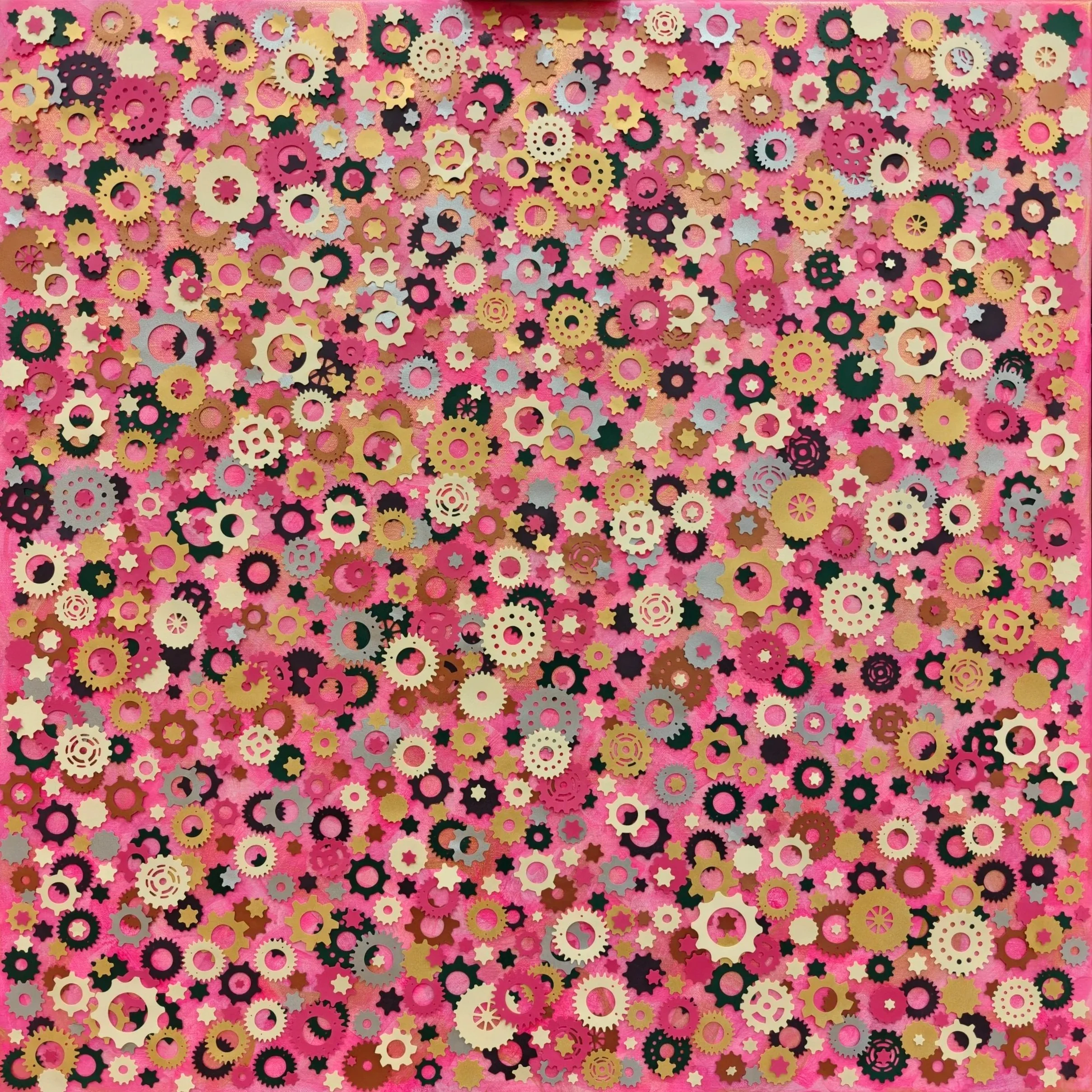 Pink Gears GearArt Paper Art Canvas Abstract