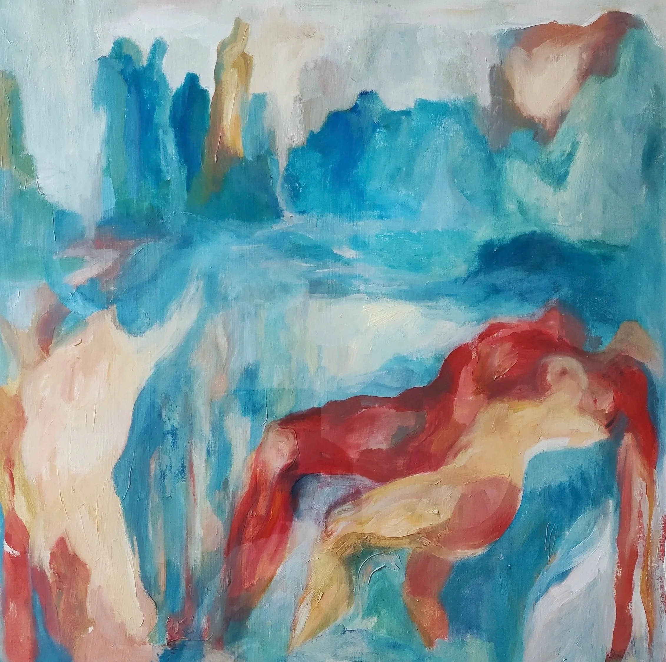 2025, Pas de deux. Oil on paper — 55x55. 