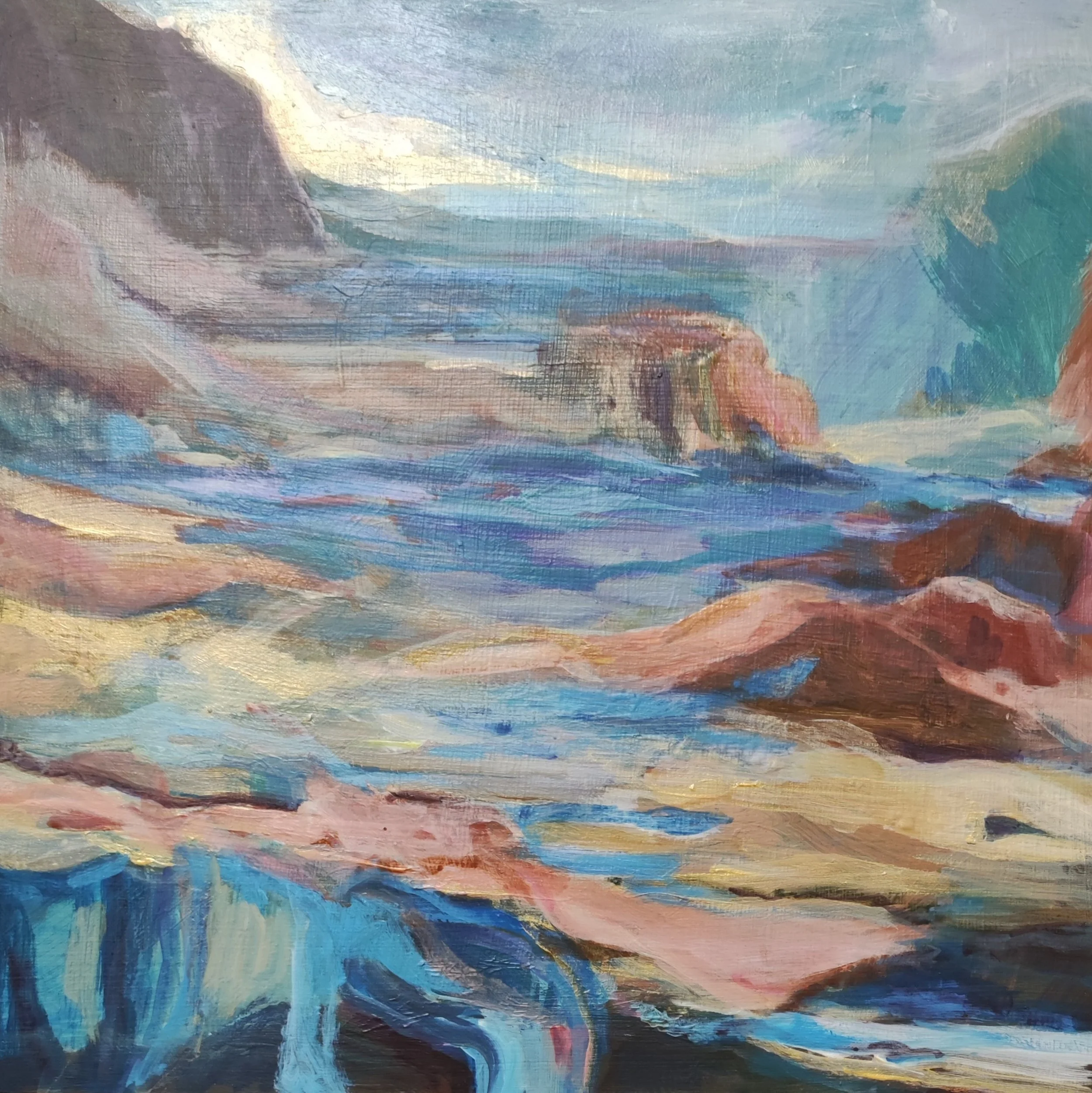Frauenstrand, 2024. Acrylic on wood — 30x30cm. SOLD