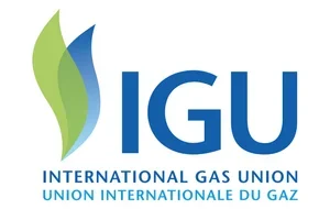 Logo of the International Gas Union (IGU) with green and blue flames and text.