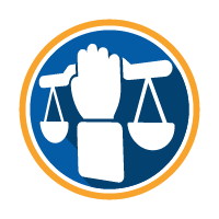 Icon of a hand holding scales, symbolizing justice or fairness