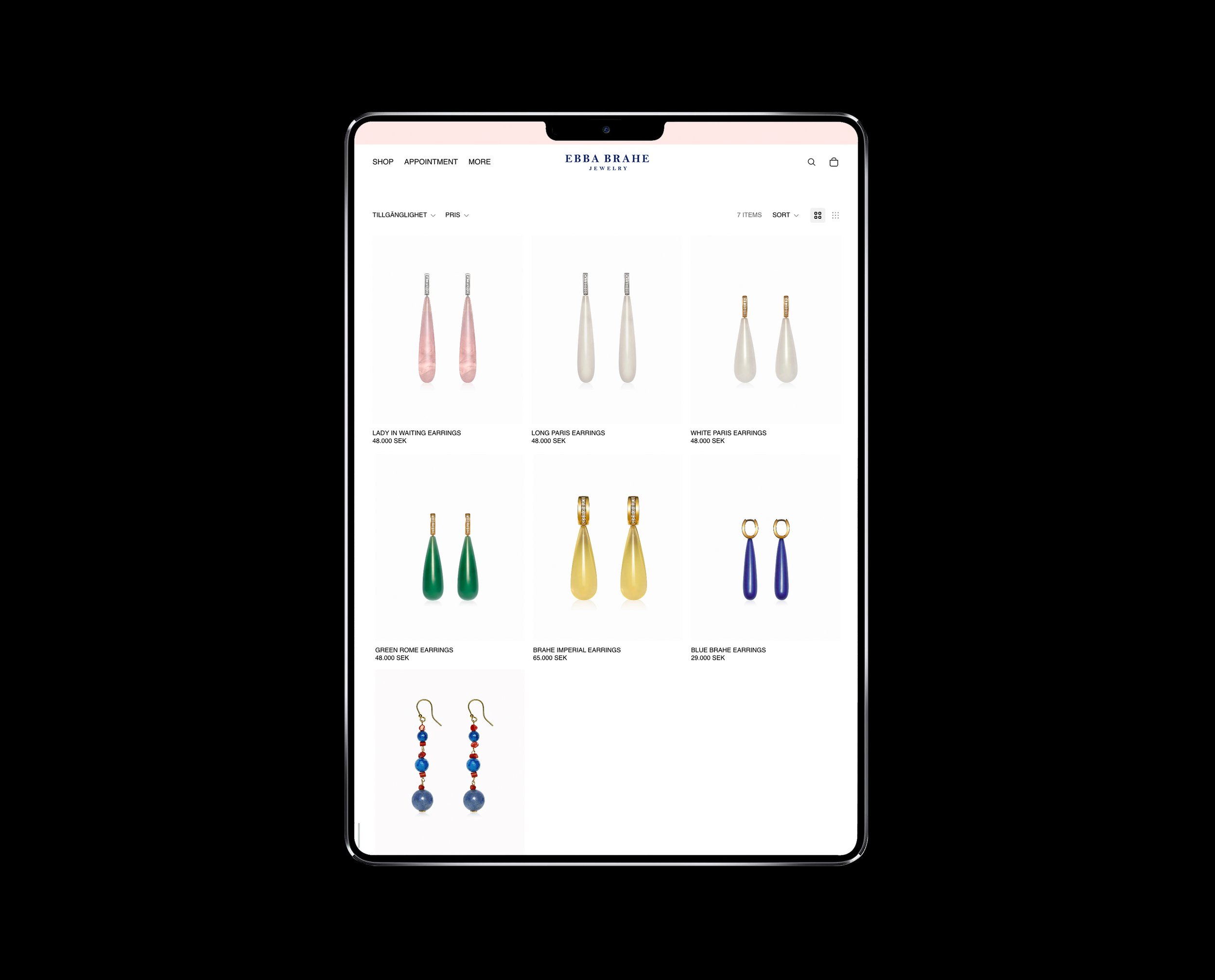 Website for Ebba Brahe Jewelry
