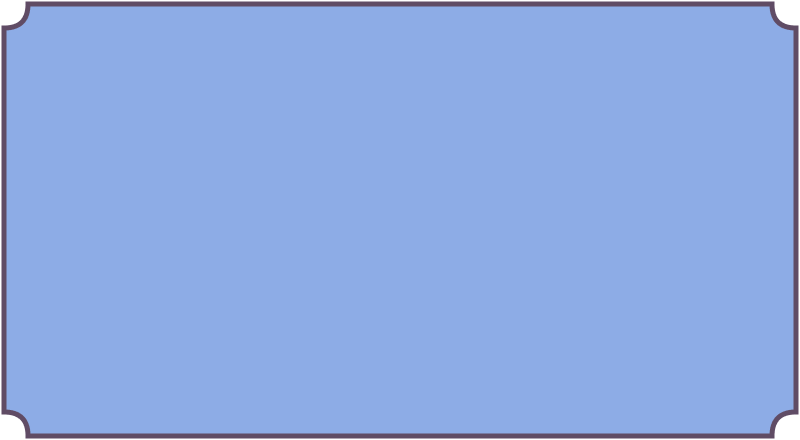 A blue, rectangular ticket with ornate black borders.