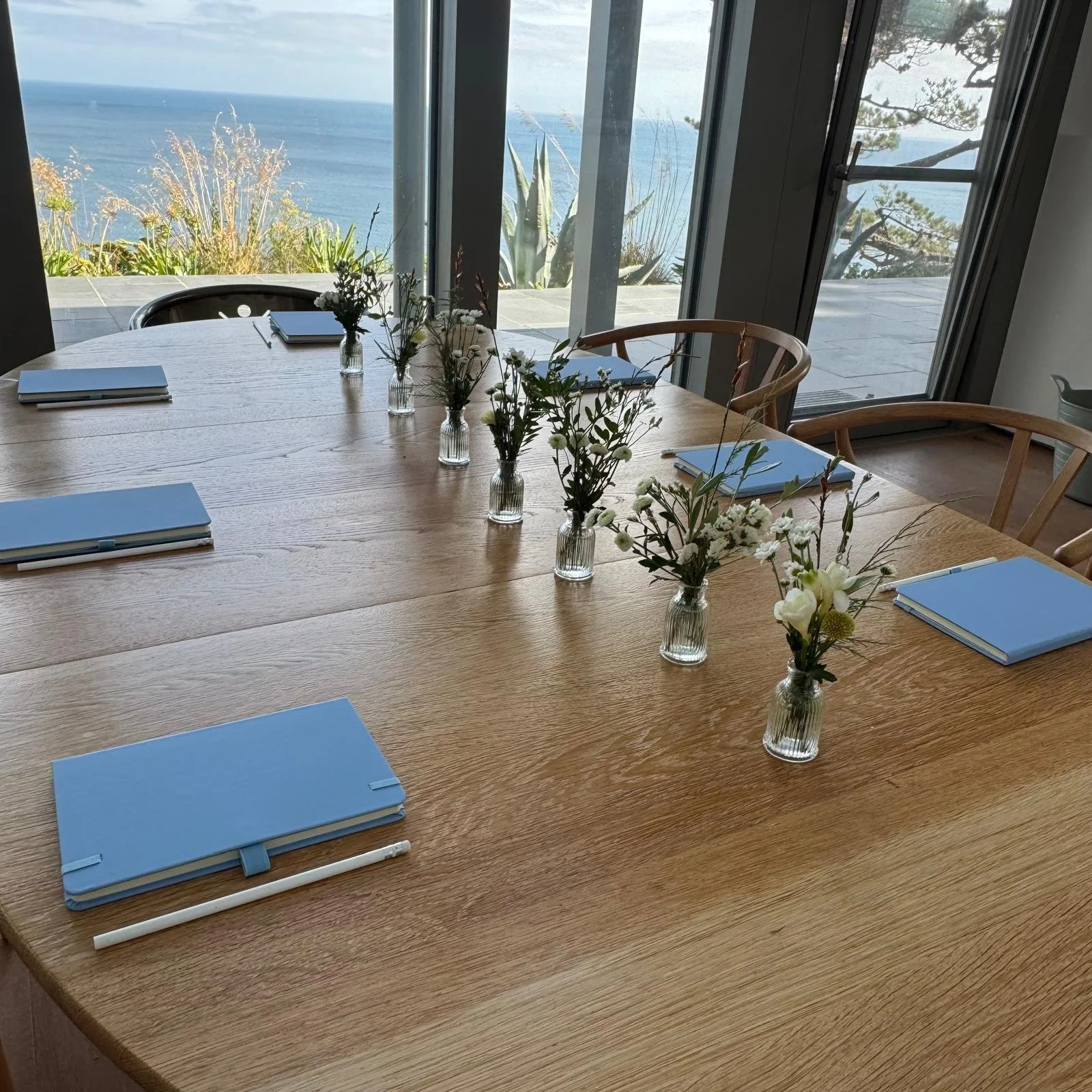 Journaling workshop set up in Cornwall