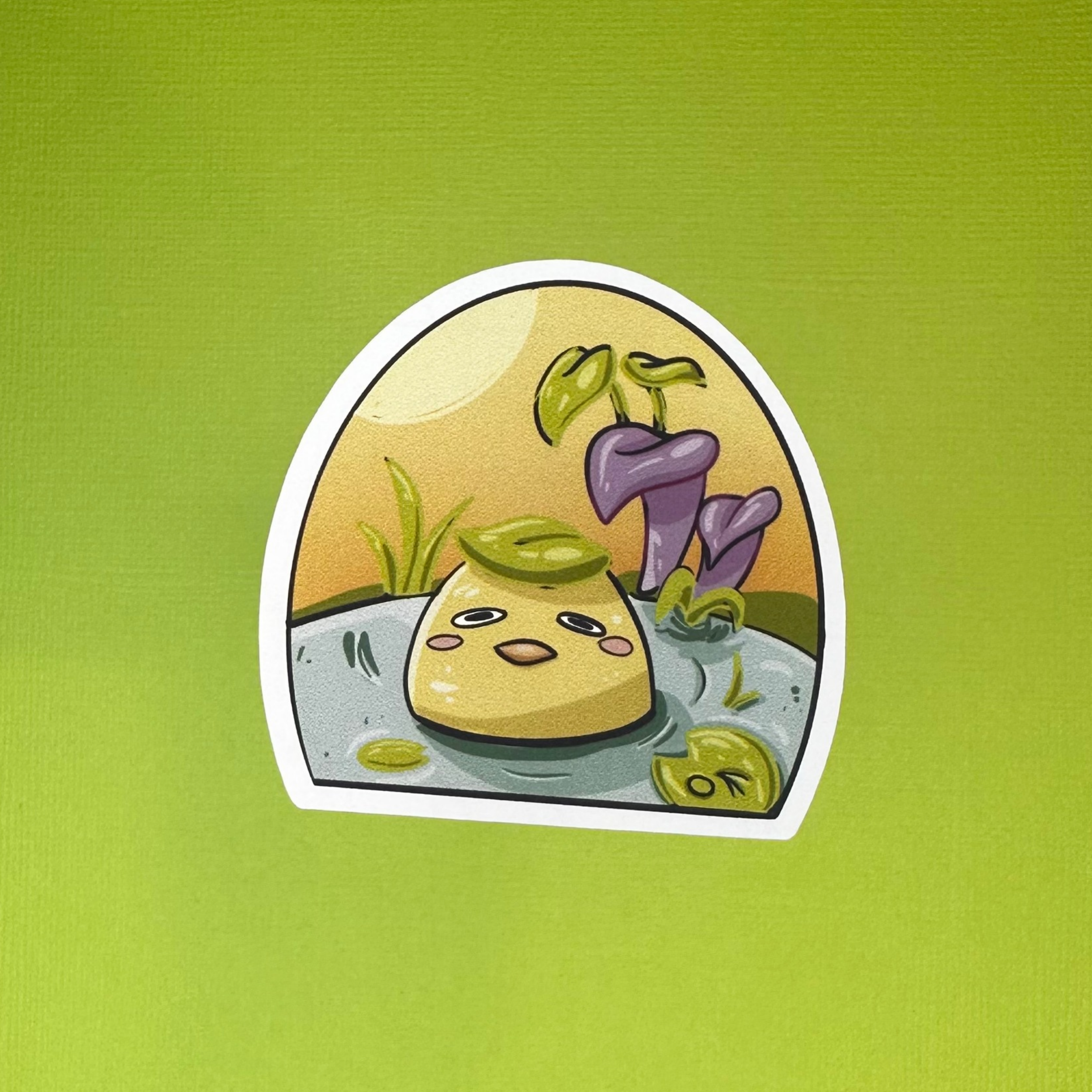 Kawai Duck in Pond Die Cut Sticker