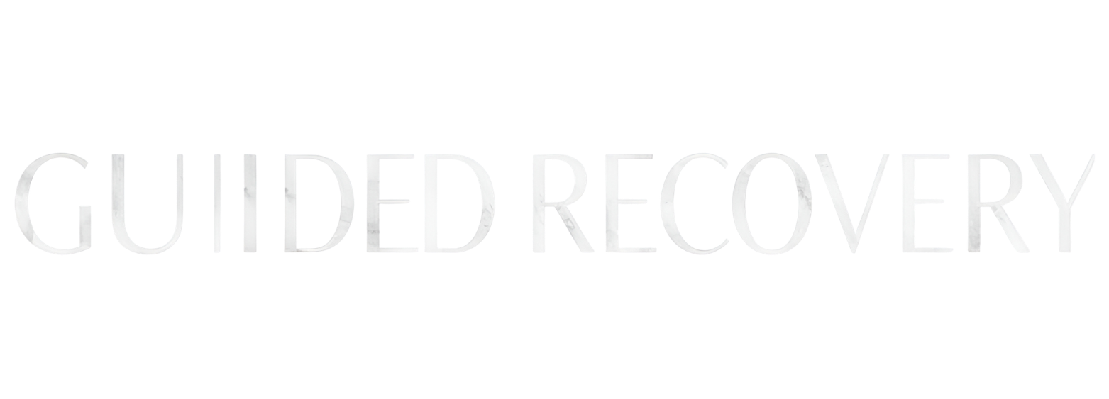 Black background with the text 'GUIDED RECOVERY' in gray gradient letters.
