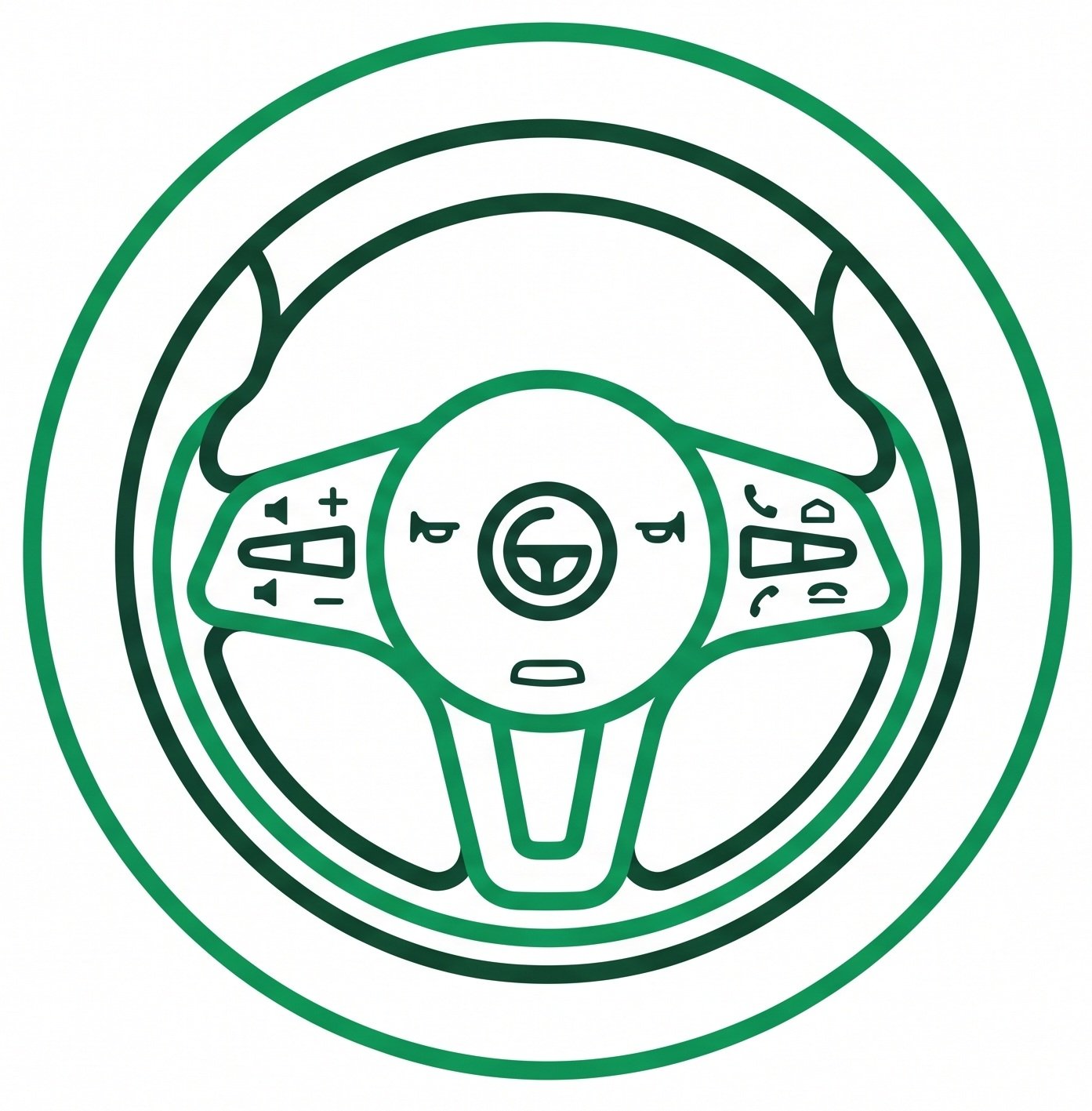 Winnaar van een autocroswedstrijd overeind in een groene auto, omringd door een groen-witte vierkante rand.