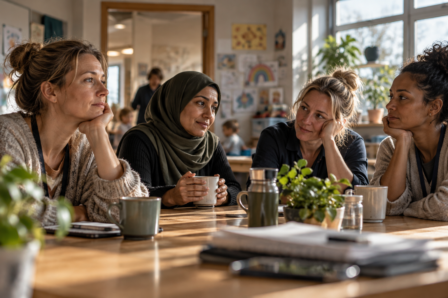 Pædagoger og socialrådgivere i samtale om arbejdspres og stress