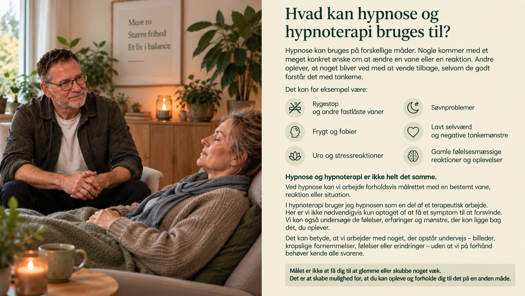 Hypnoterapi i Aarhus med psykoterapeut Steen Lindskrog og kvindelig klient