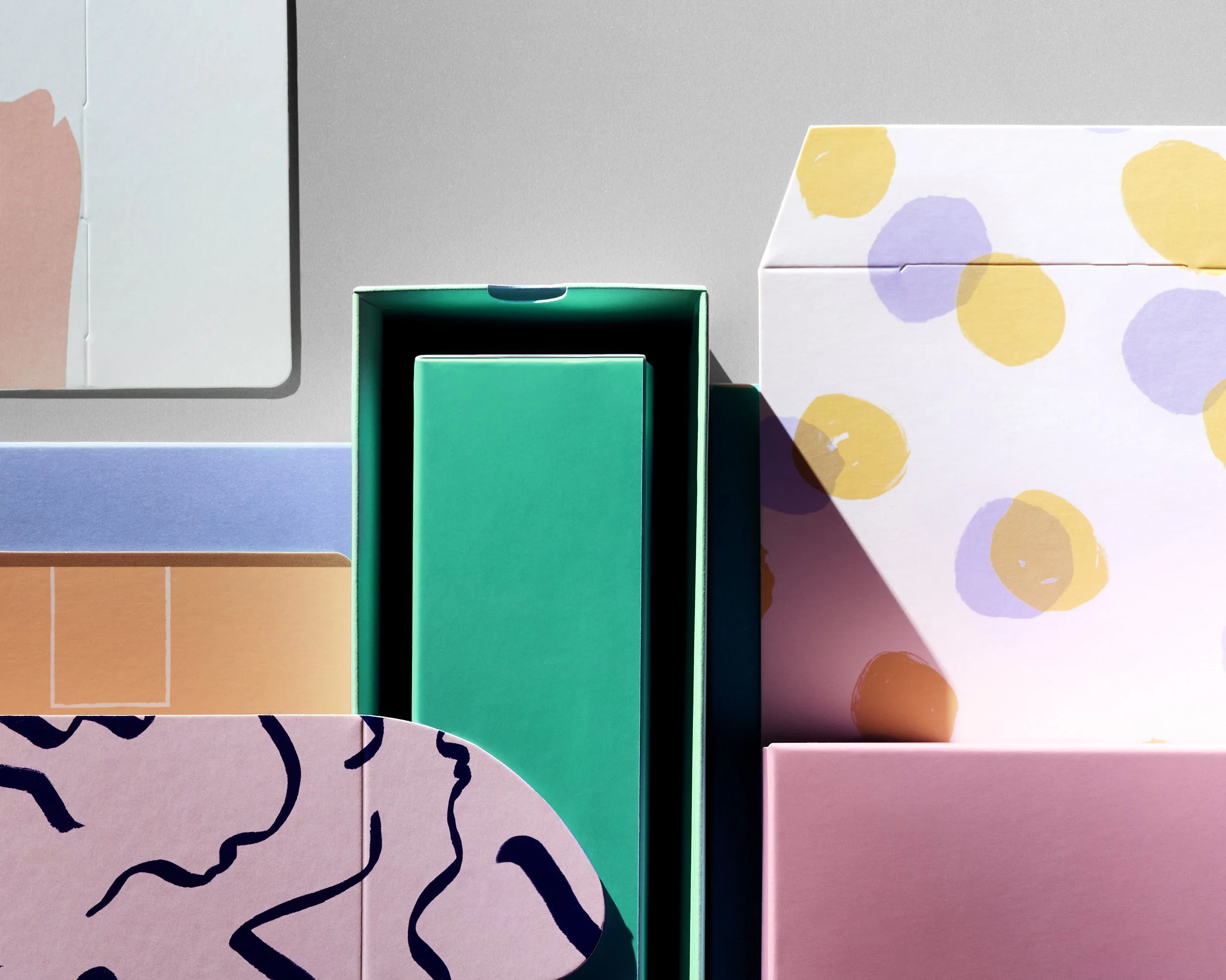 Colourful boxes and gift packaging