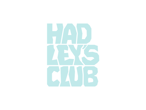 Texto en letras grandes y de color azul claro que dice 'HAD LETTERS CLUB' en un fondo blanco.